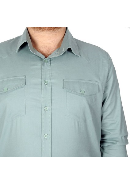 Büyük Beden Erkek Gömlek Gabardin 20360 Su Yeşili fırsatları