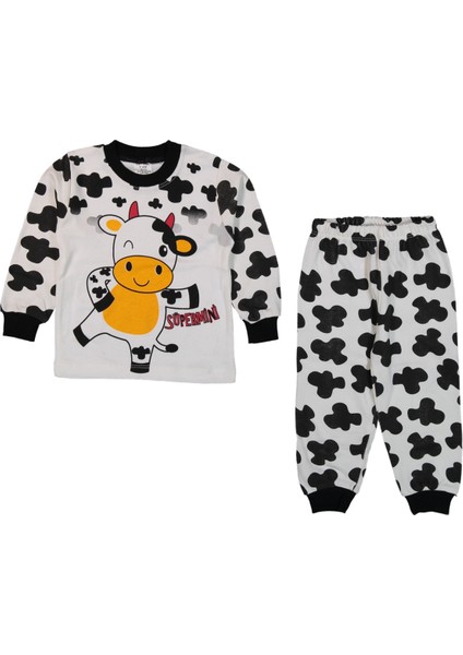 Sevimli Inek Baskılı Bebek Boy Pijama Takımı