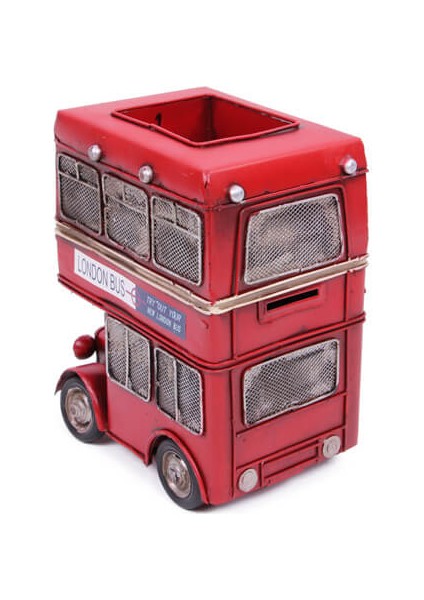 Dekoratif Metal Araba Londra Şehir Otobüsü Kalemlik modelleri