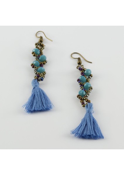 Püsküllü Kristal Küpe