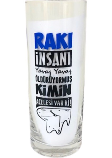 Rakı Insanı Öldürüyormuş Yazılı Cam Rakı Bardağı 2 Adet Bardak Set