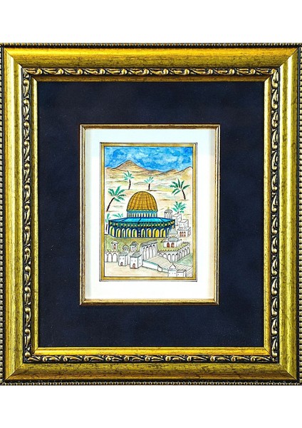 Pazar Minyatür 21x25 cm El Yapımı Dekoratif Çerçeveli Mescid-I Aksa
