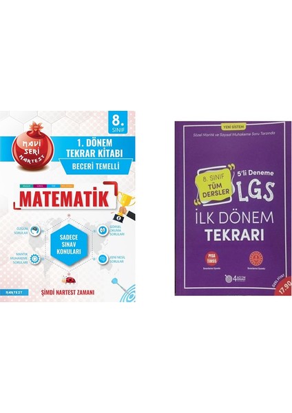 Nartest Yayınevi 8. Sınıf Matematik 1. Dönem Tekrar Kitabı+4 Adım 8. Sınıf 1. Dönem 5'li Deneme Sınavı-2 Kitap