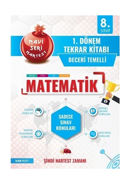 Nartest Yayınevi 8. Sınıf Matematik 1. Dönem Tekrar Kitabı+4 Adım 8. Sınıf 1. Dönem 5'li Deneme Sınavı-2 Kitap