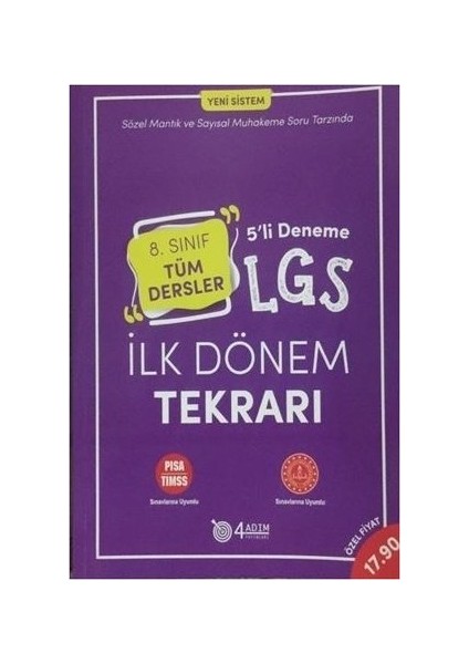 Nartest Yayınevi 8. Sınıf Matematik 1. Dönem Tekrar Kitabı+4 Adım 8. Sınıf 1. Dönem 5'li Deneme Sınavı-2 Kitap