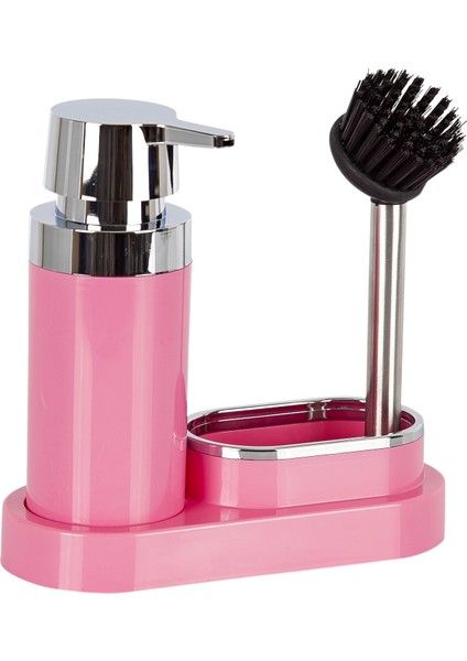Polen Fırçalı Süngerlikli Sıvı Sabunluk Dispenser Pembe