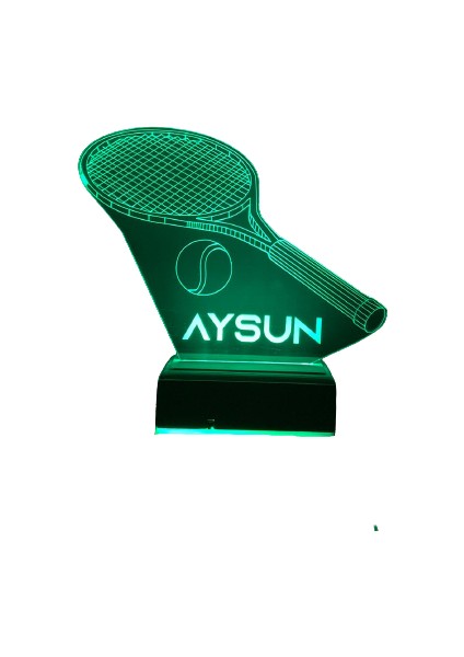 3D Tenis Raketi ve Topu 16 Renk Gece Lambası