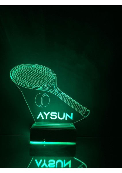 3D Tenis Raketi ve Topu 16 Renk Gece Lambası