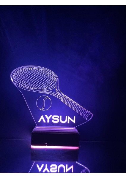 3D Tenis Raketi ve Topu 16 Renk Gece Lambası
