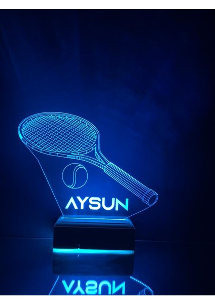 3D Tenis Raketi ve Topu 16 Renk Gece Lambası