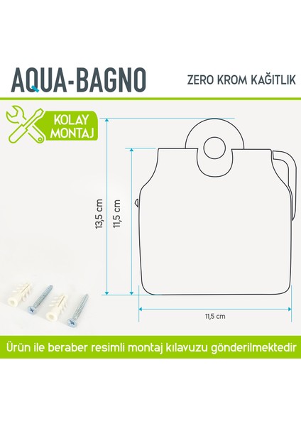 Aqua Bagno Zero Tuvalet Kağıtlığı - Krom