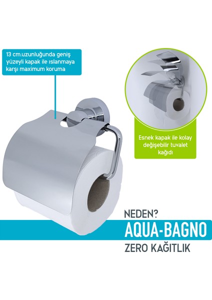 Aqua Bagno Zero Tuvalet Kağıtlığı - Krom