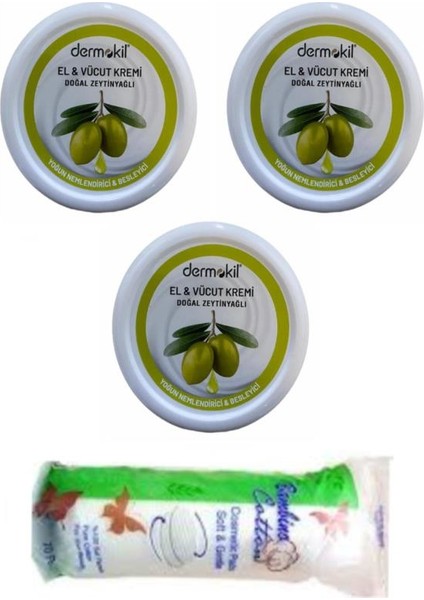 El Kremi Zeytinyağlı 3x220 ml + Makyaj Pamuğu