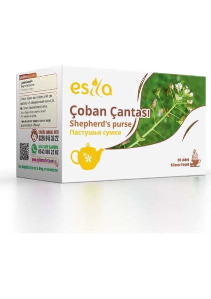 2 Adet Esila Çoban Çantası Çayı 40 Süzen Poşet