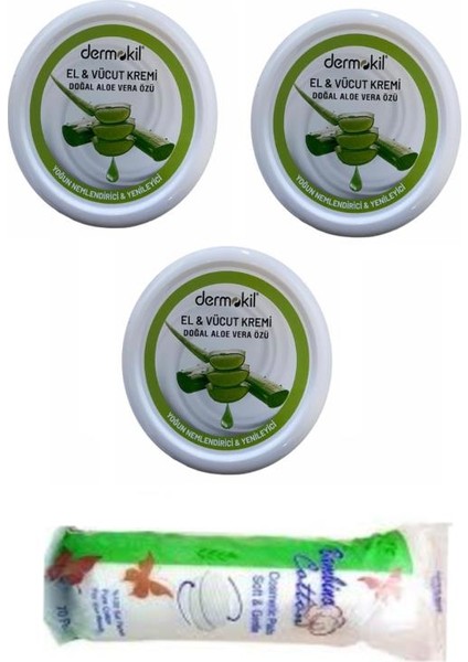El Kremi Alo Vera 3x220 ml + Makyaj Pamuğu