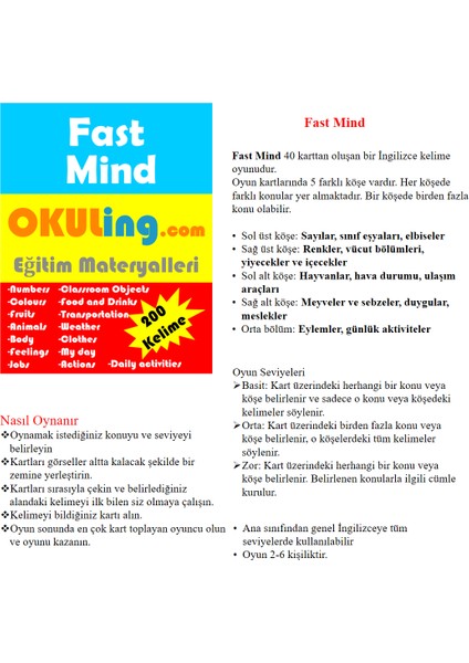 Fast Mind İngilizce Kelime Oyunu