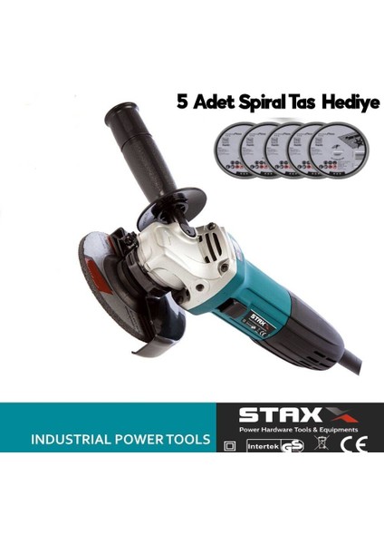 Germany Slim Profesyonel Taşlama Spiral Makinesi 115-125MM 5 Ad Kesme Taşı Hediyeli 2000 Watt