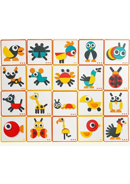 Trendy Toys Yeni Nesil Ahşap Hayvanlar Tangram 29 Ahşap Parça + 20 Kart