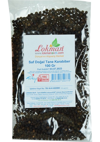Saf Doğal Tane Karabiber 100 gr Paket fiyatları