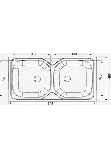 Çift Göz 50X80 Paslanmaz Ankastre Evye