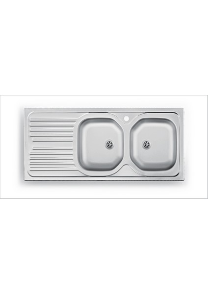 Çift Göz Sol 50X116 Paslanmaz Ankastre Evye