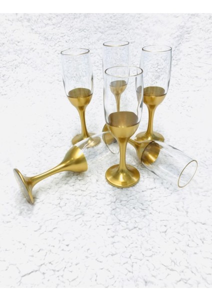 MIS535 Gold Ayaklı Kahve Yanı Su Bardağı 6 Kişilik