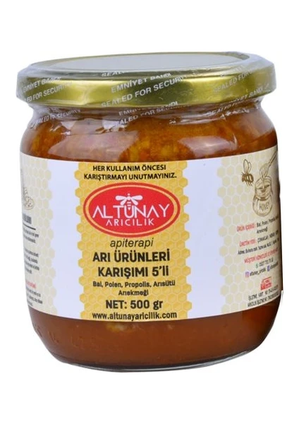 Arı Ürünleri Karışımı 5’li (Bal,polen,propolis,arısütü,arıekmeği) 500 gr