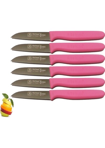 Sürmene 61007 Meyve Bıçağı 6'lı ( Ağız Boyu: 7.0 ) Pembe