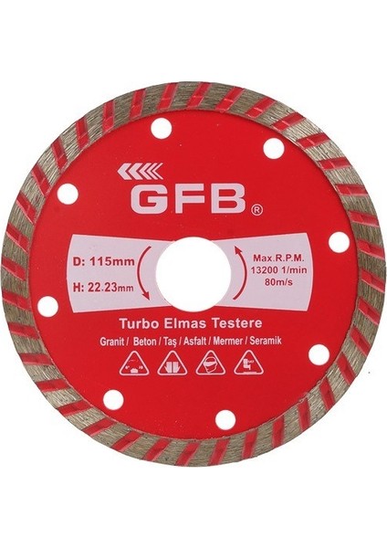 Turbo Elmas Mermer Granit Kesici Disk 180 mm