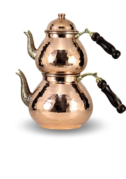 Dövme Bakır Çaydanlık Kırmızı Damla Desenli 2,7 lt