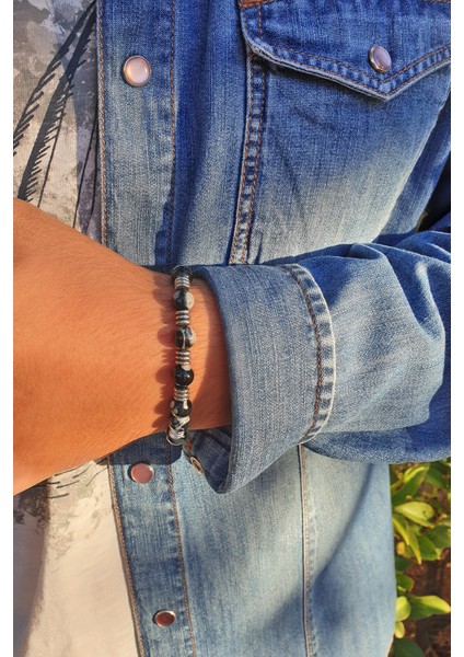 S&A Accessories Onyx Hematit Doğal Taş Erkek Bileklik