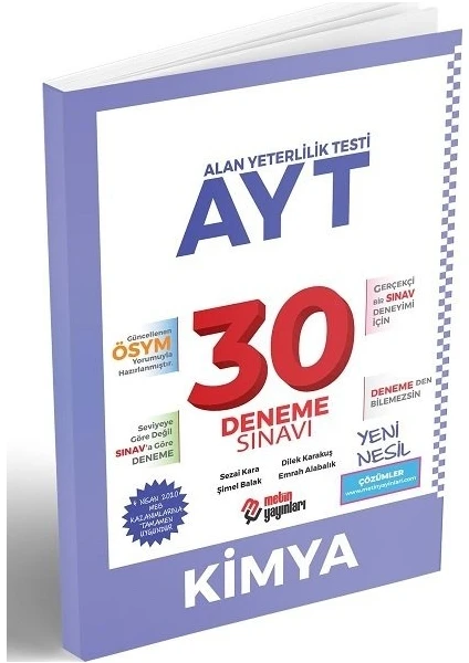 Metin AYT Kimya 30 Deneme Sınavı 2021