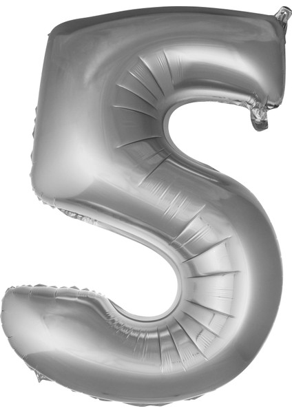 5 Rakam 76 cm Gümüş Folyo Balon 34 Inc