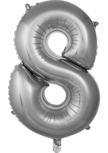8 Rakam 76 cm Gümüş Folyo Balon 34 Inc