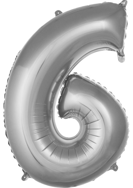 6 Rakam 76 cm Gümüş Folyo Balon 34 Inc