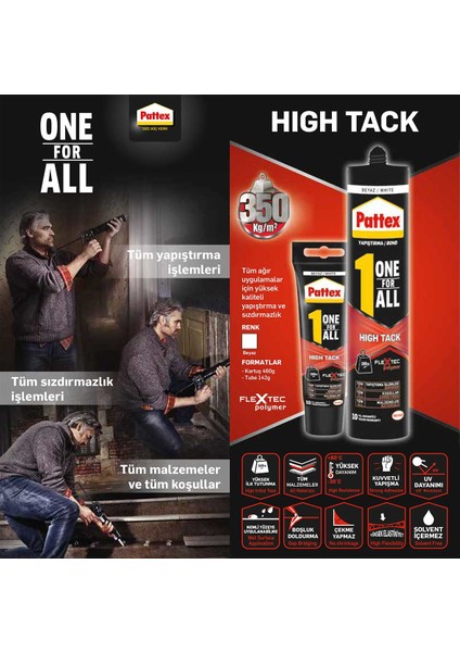 Pattex One For All High Tack Beyaz 460 ml 3 Adet