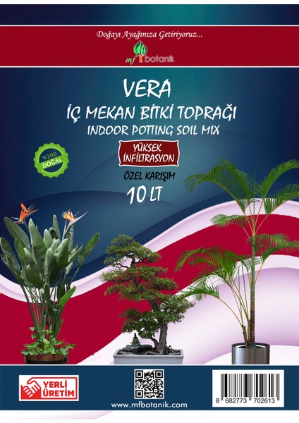 Vera İç Mekan Bitki Toprağı 10 lt İç Mekan Çiçek Toprağı Toprak Harcı