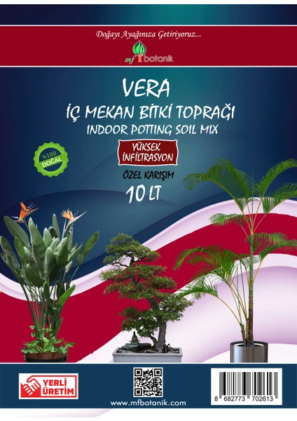 MF Botanik Vera İç Mekan Bitki Toprağı 10 lt İç Mekan Çiçek Toprağı Toprak Harcı