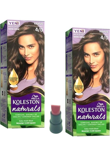 Wella   Naturals Kahve Saç Boyası 4.0 x 2ADET-(TEK Gün Kulanımlık  Ruj )