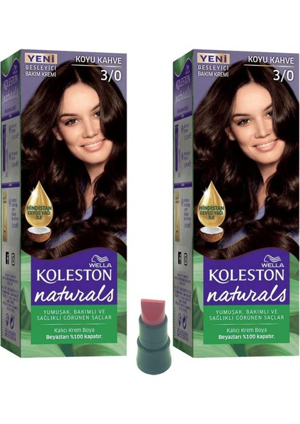 Wella Naturals Koyu Kahve Saç Boyası 3.0 x 2ADET-(TEK Gün Kulanımlık Ruj )