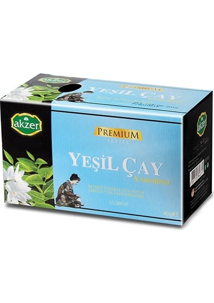2 Adet Akzer Yeşil Çay Yaseminli 40 Süzen Poşet