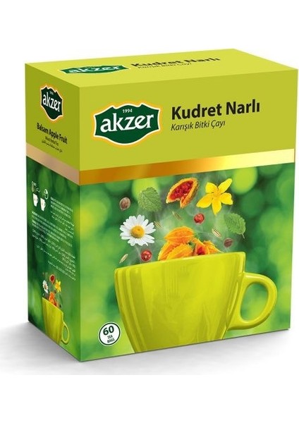 2 Adet Akzer Kudret Narlı Karışık Bitki Çayı 120 Süzen Poşet