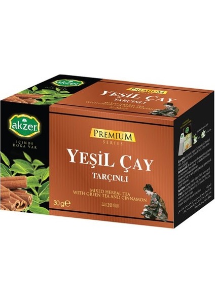 2 Adet Akzer Yeşil Çay Tarçınlı 40 Süzen Poşet