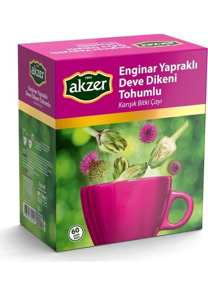 Enginar Yapraklı Deve Dikeni Tohumlu Karışık Bitki Çayı 60 Süzen Poşet