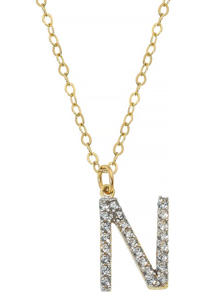 14 Ayar Altın N Harf Kadın Kolye