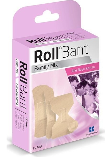 Rollbant Family Mix Aile Boyu Karma Yara Bandı 15LI