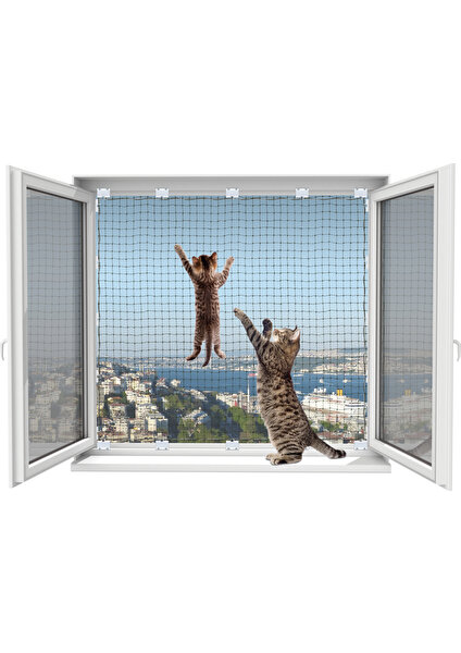 Pets Kedi Güvenlik Ağı Fransız Balkon Kapısı Kutusu 80 x 220 cm