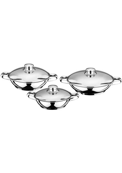 6 Parça Metal Kulplu Metal Kapaklı Çelik Omlet Seti