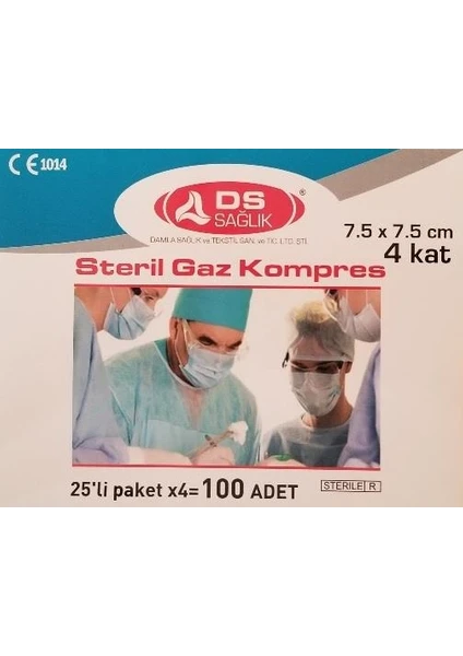 Damla DS Steril Gazlı Bez Kompres Spanç 7.5 x 7.5cm 100 Adet