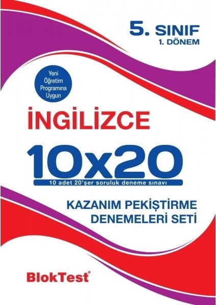 Bloktest 5. Sınıf İngilizce 10x20 Kazanım Pekiştirme Denemeleri 1. Dönem